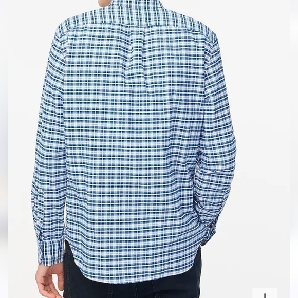 J Crew Factory Plaid flex oxford shirt Antique Navy Yatch Blue size L NWT BN680 - Picture 3 of 11
